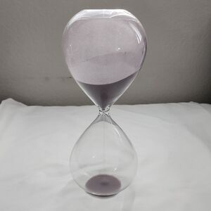 Elegant Large Glass Hourglass with Purple Sand 30 Minute Timer